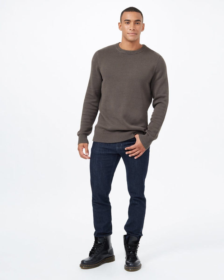 Men's Highline Cotton Crew Sweater - Black Olive Full Front View
