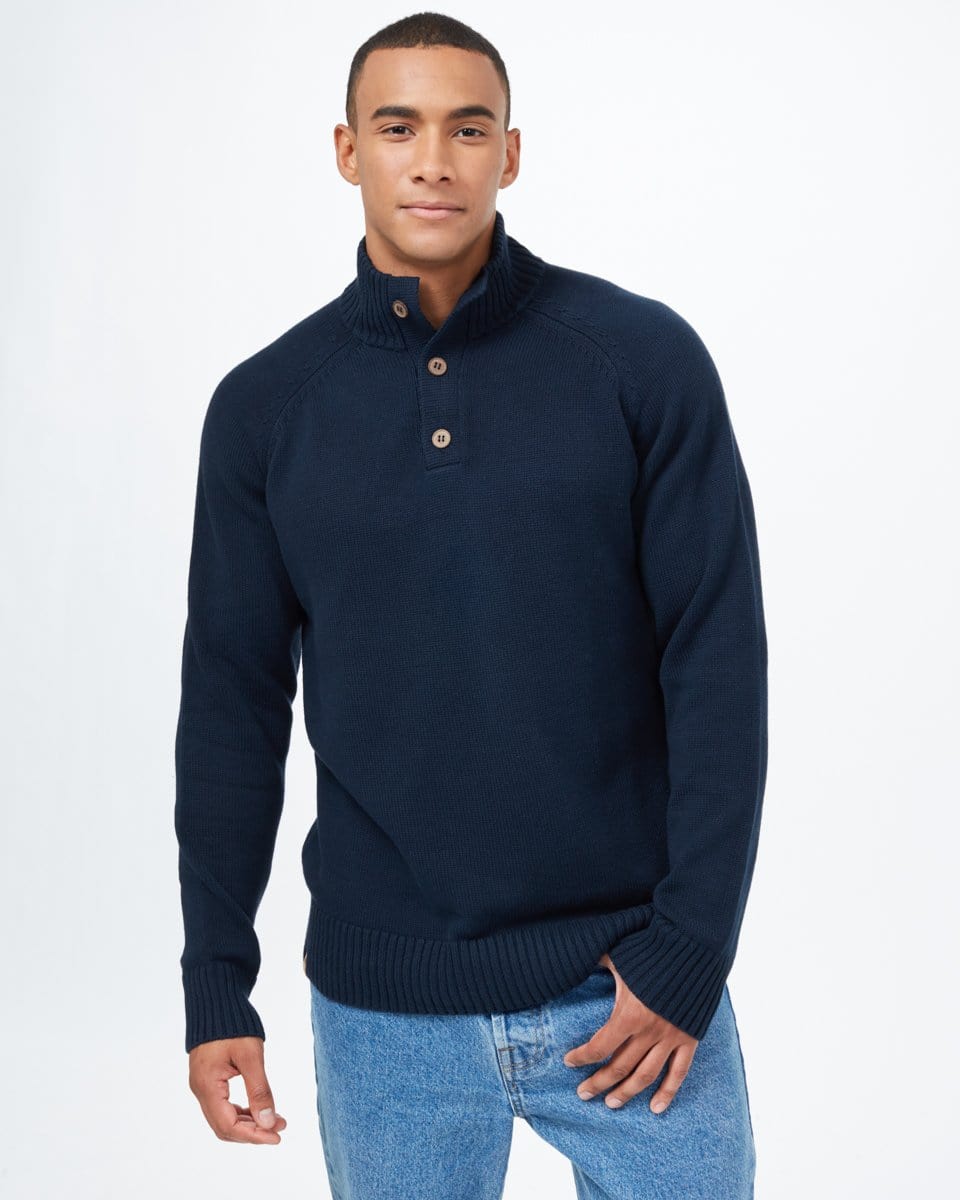 Men's Highline Mock Neck Sweater - Blue Front View