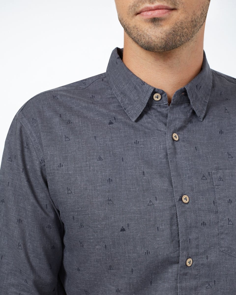 Men's Viewpoint Mancos Longsleeve Shirt - Grey Front Close Up