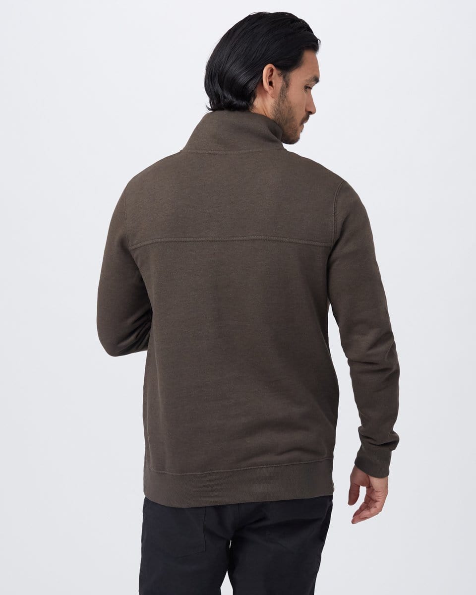 Men's 1/4 Zip Kanga Pocket Fleece - Brown Back View