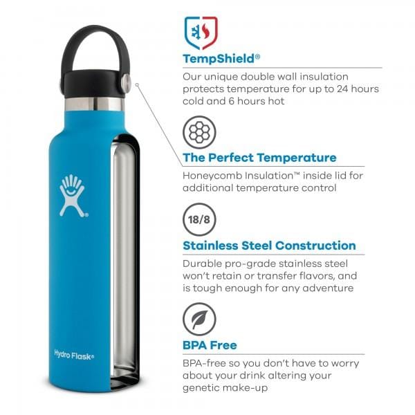 Bouteille à goulot standard Hydro Flask de 24 oz avec bouchon flexible