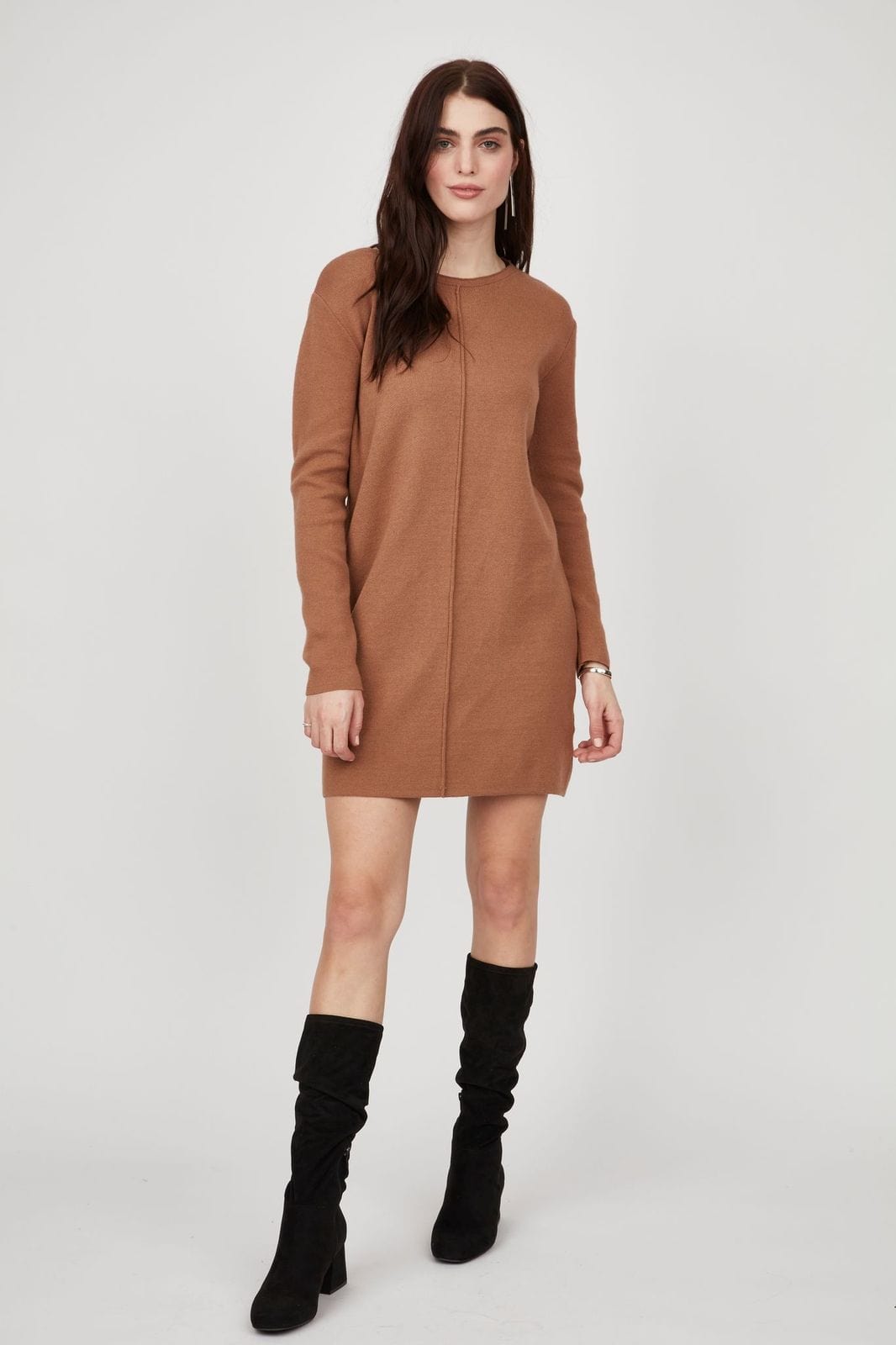 Pistache Knit Dress With Front Seam