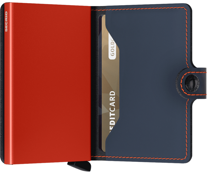 Secrid Mini Wallet - Matte Night Blue & Orange